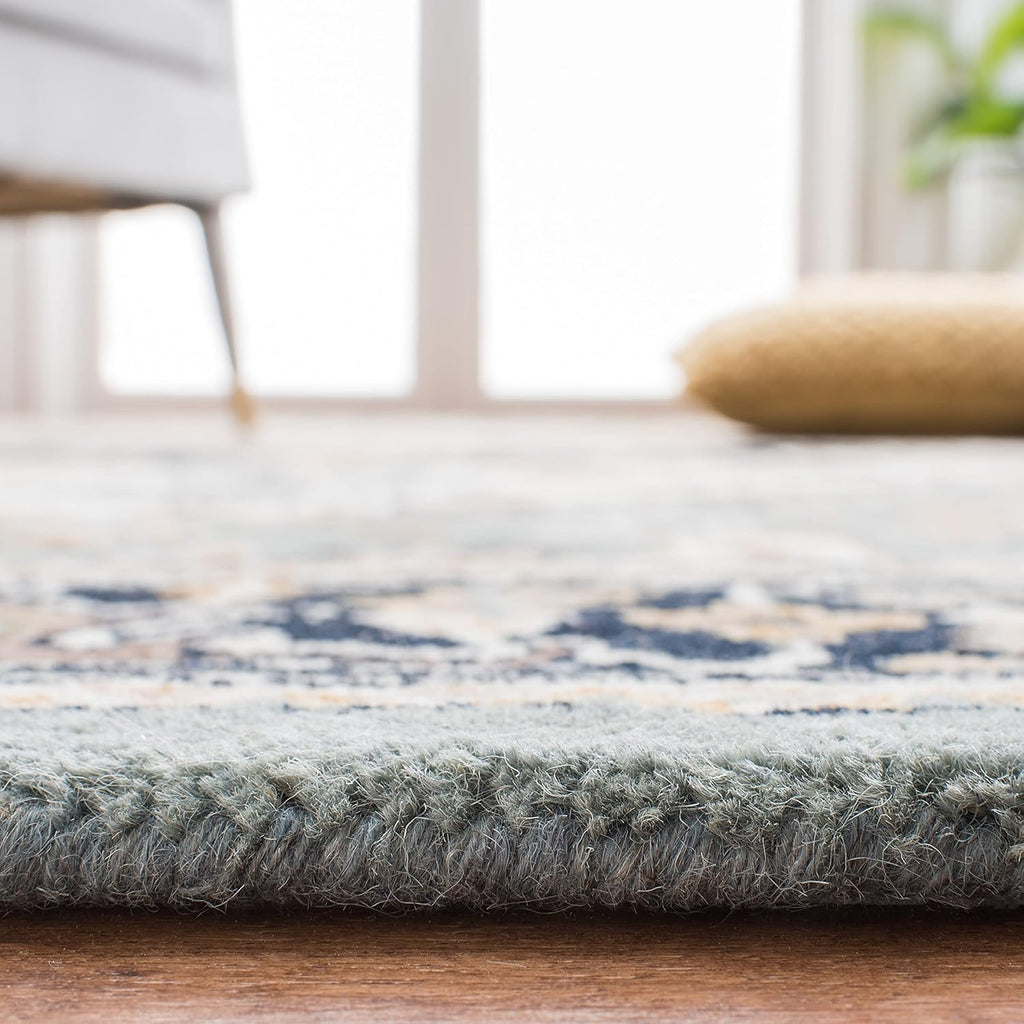 Area Rug 9x12 - Heritage - Large - Grey & Green, Handmade Wool, Traditional Oriental Medallion Design