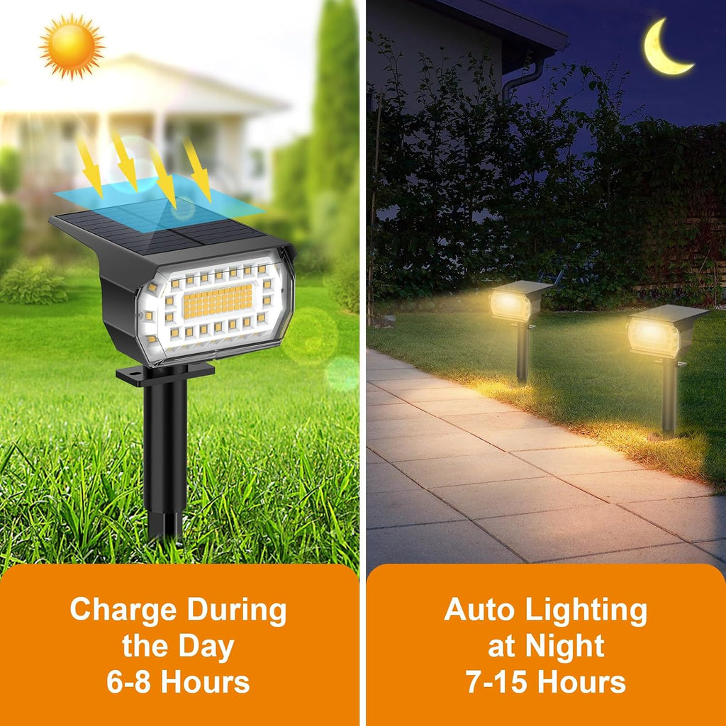 Solar Spot Lights Outdoor, [8 Pack/76 LED] 2-in-1 Solar Landscape Spotlights, 3 Modes IP65 Waterproof Dusk to Dawn