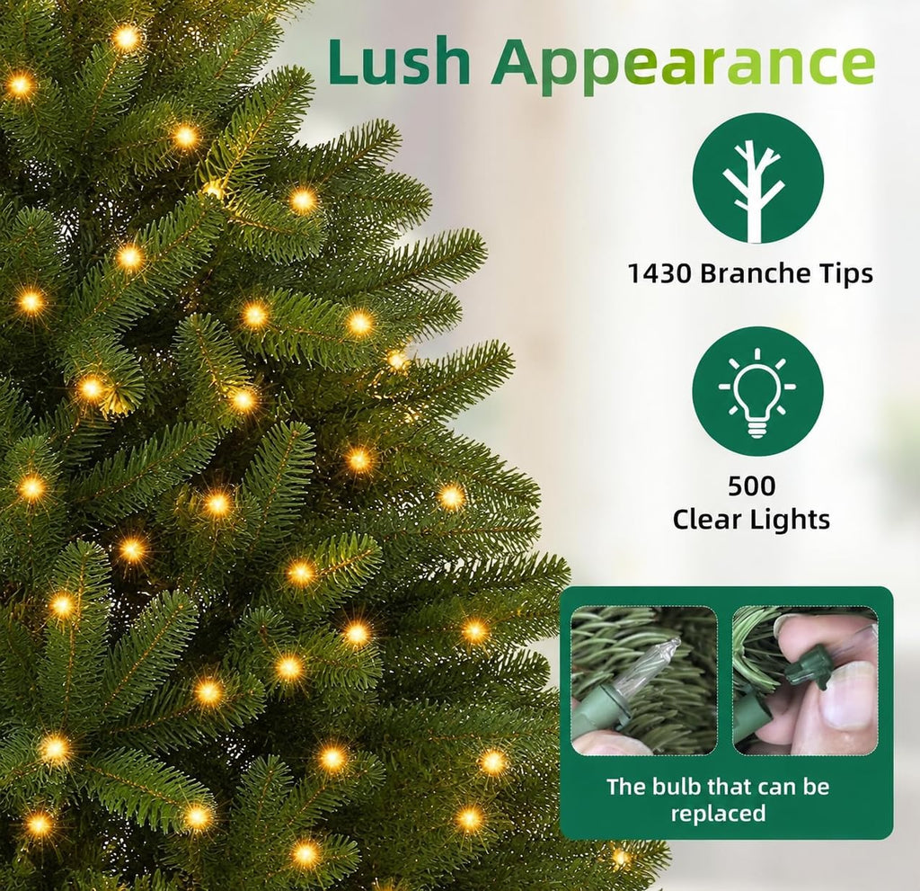Pre-Lit Artificial Christmas Tree with 650 White Lights