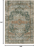 9x12 Area Rug for Living Room Bedroom, Extra Large Washable Rug, Green Vintage Retro Boho Rug, Non S