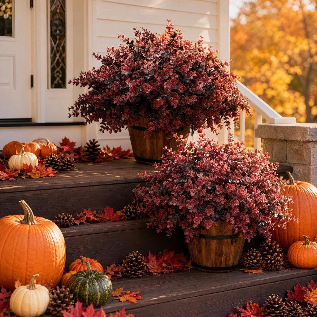 Fall Artificial Boxwood Plants Fake Greenery for Outdoor Outside Decoration