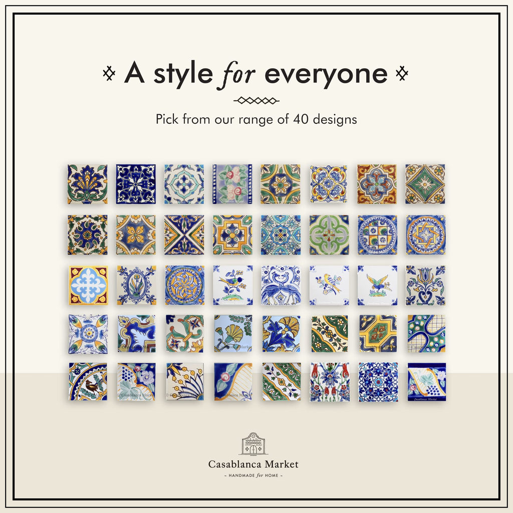 MT039 Mediterranean Ceramic Asphahan Decorative Tile, Blue