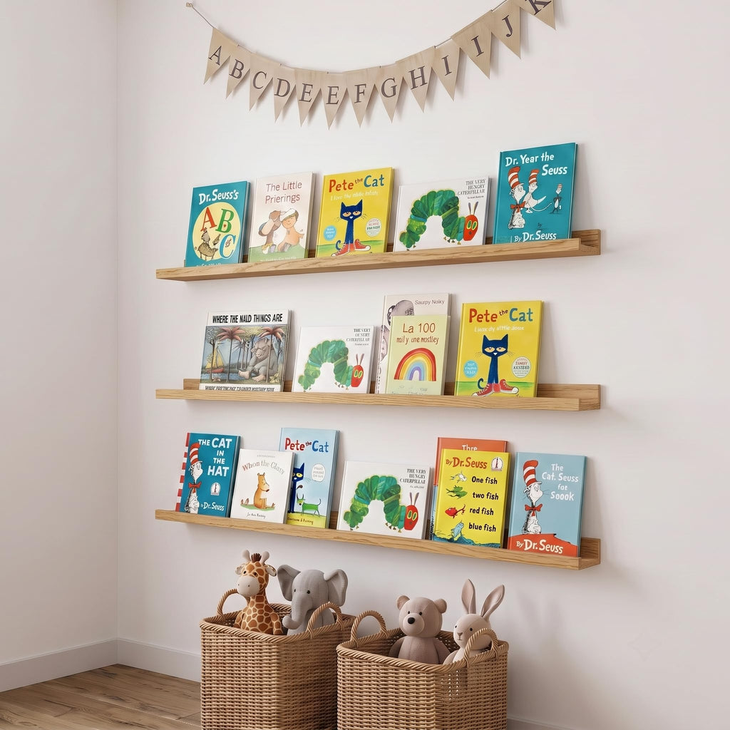 Floating Shelves for Wall, 36" Picture Ledge Shelf, White Oak