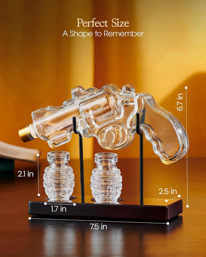 Birthday Gifts for Men Dad, Gun Whiskey Decanter Set with Shot Glass, Cool Anniversary Ideas for Him Husband Brother