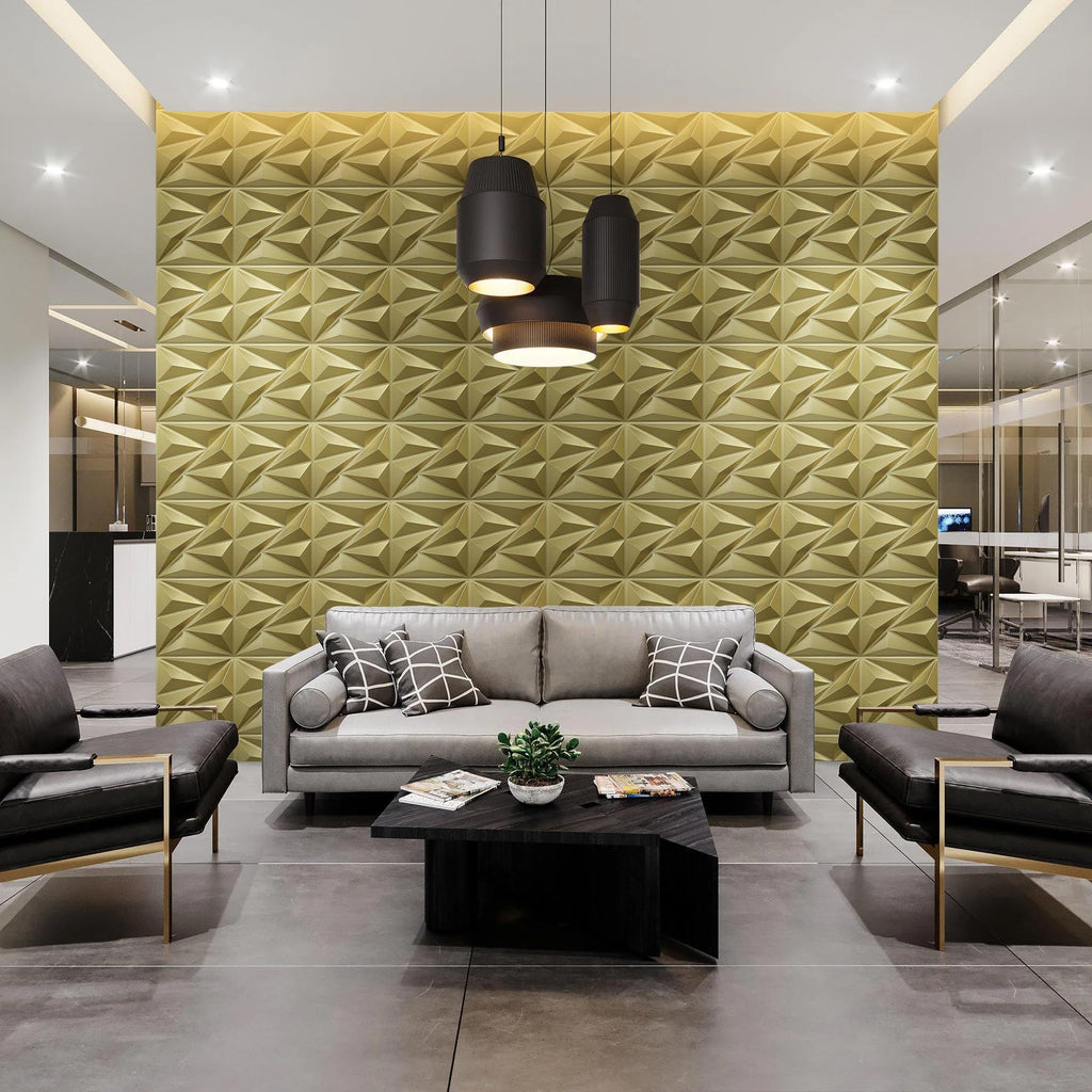 3D Wall Panels Diamond, Champaign Gold, 12''x12'', 33 Pack