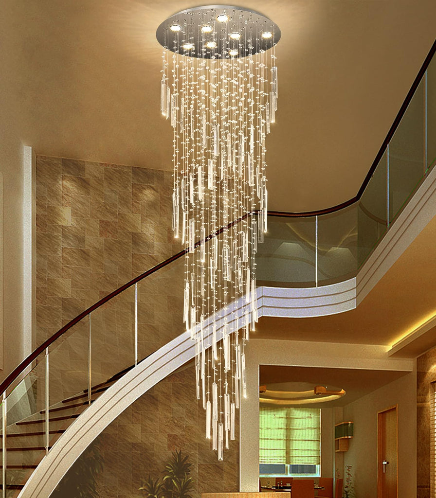 D24'' x H78'' Modern Crystal Chandelier High Ceiling Chandeliers Glam Chandelier Large Raindrop Chandeliers LED