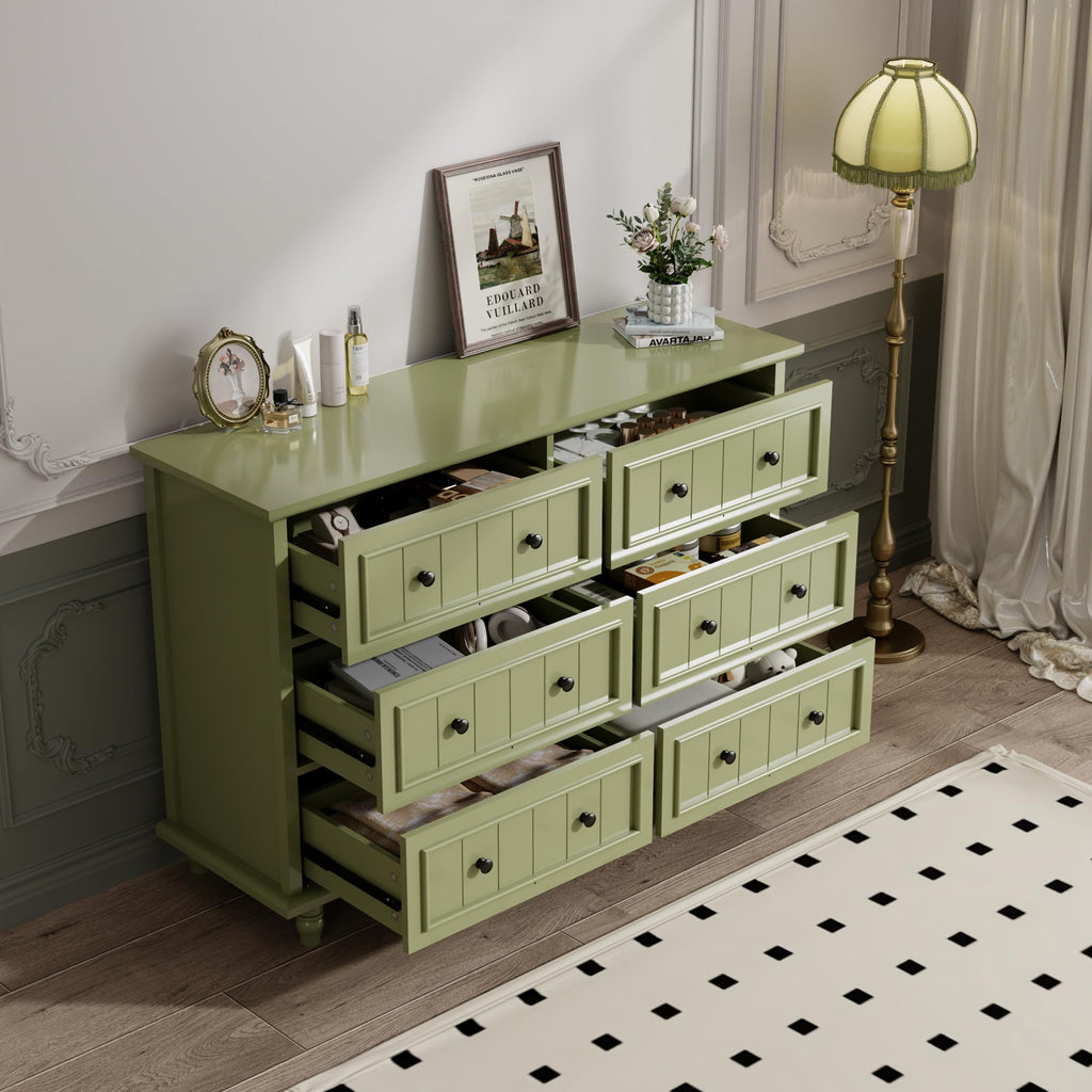 Green 7 Drawer, Vintage Chest of Drawers, 47.2'' Bedroom Cabinet