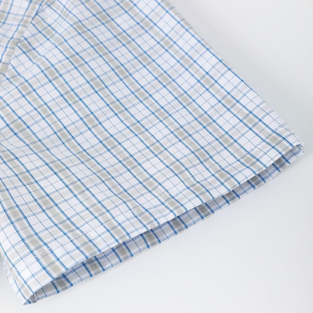 Boys Plaid Short Sleeve Shirt Toddler Soft Chambray Button Down Summer Breathable Casual Shirt for Kids