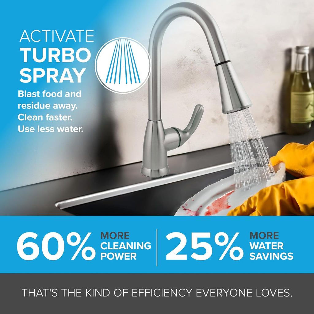 Earth Luxe Pull-Down Spout Kitchen Faucet | Single Handle High-Arc Kitchen Sink Faucet with Turbo Spray | 1.5 GPM