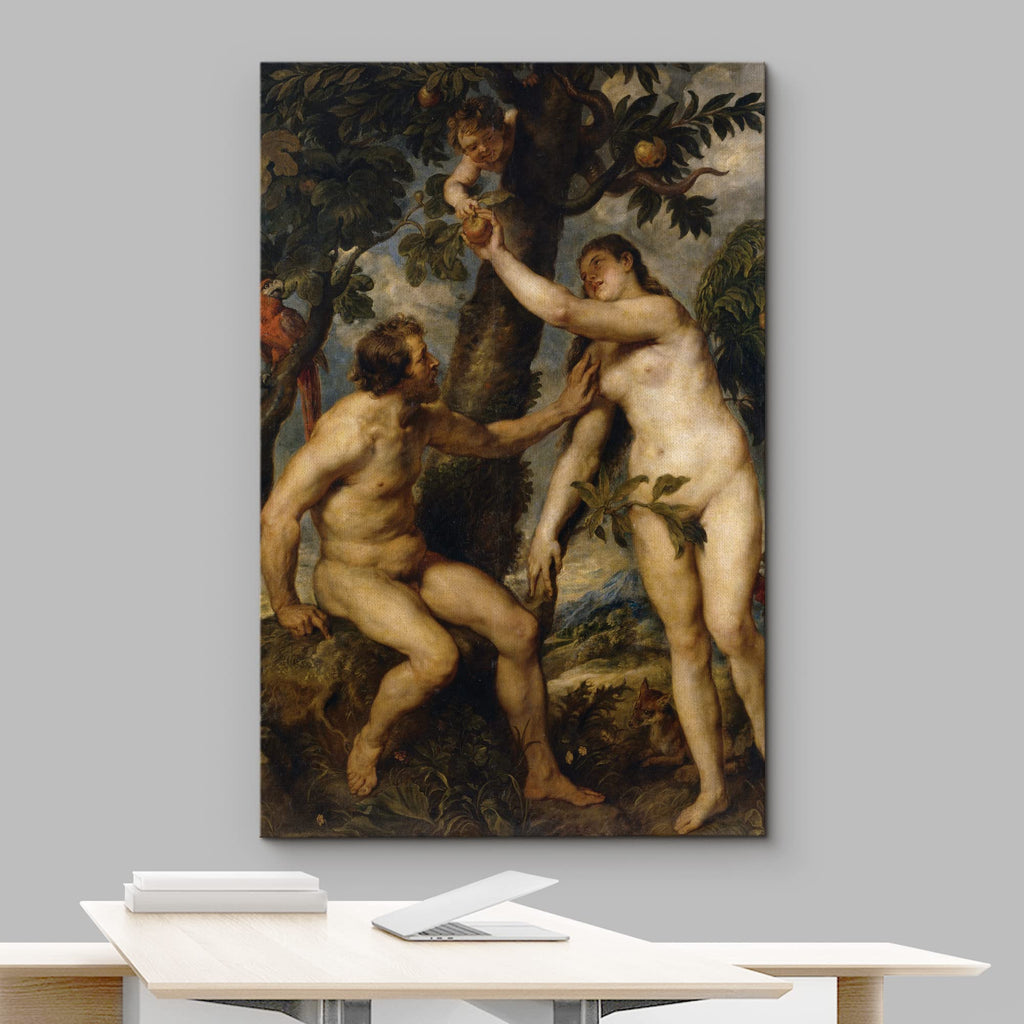 Oil Painting of The Fall of Man by Peter Paul Rubens in 1628-29 - Baroque Style - Adam, Eve, Devil, Angels - Canvas