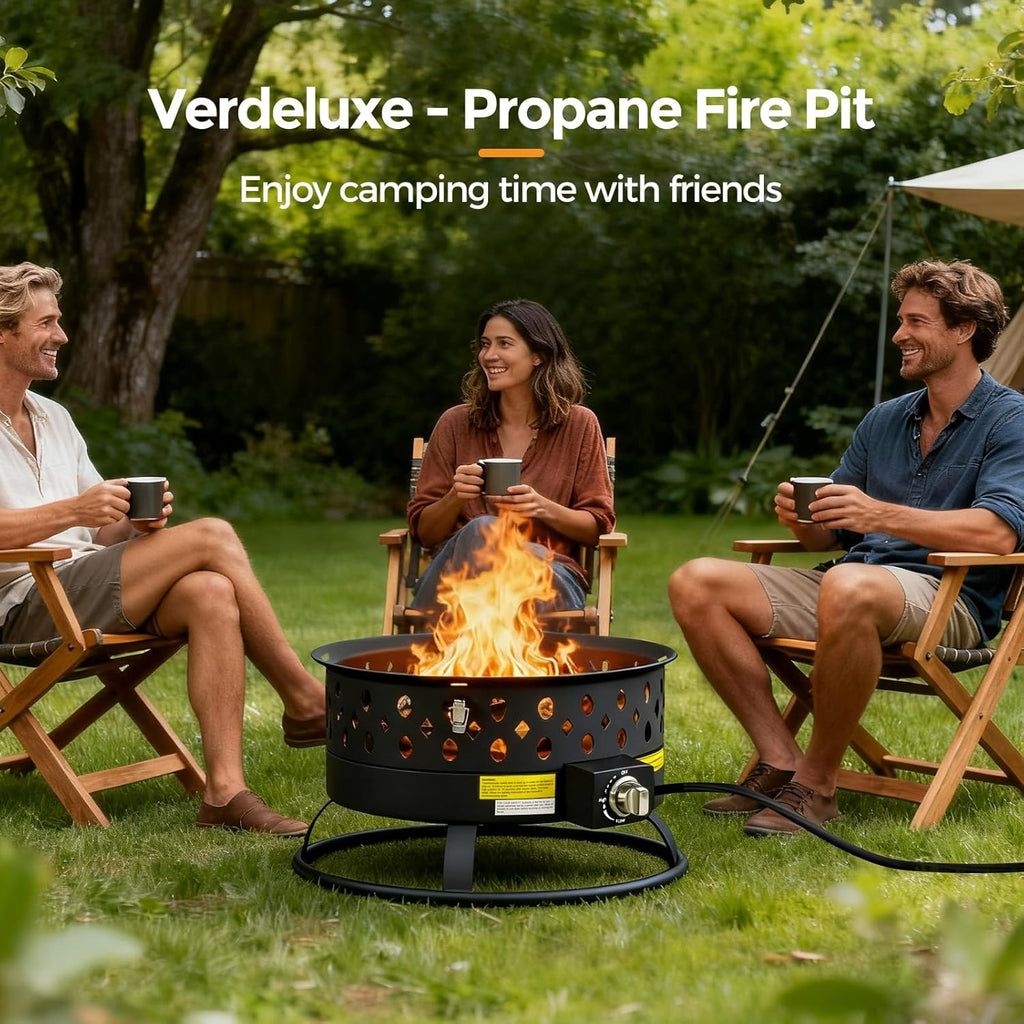 22 Inch Portable Propane Fire Pit,Gas Fire Pit for Outside with Lid & Handle