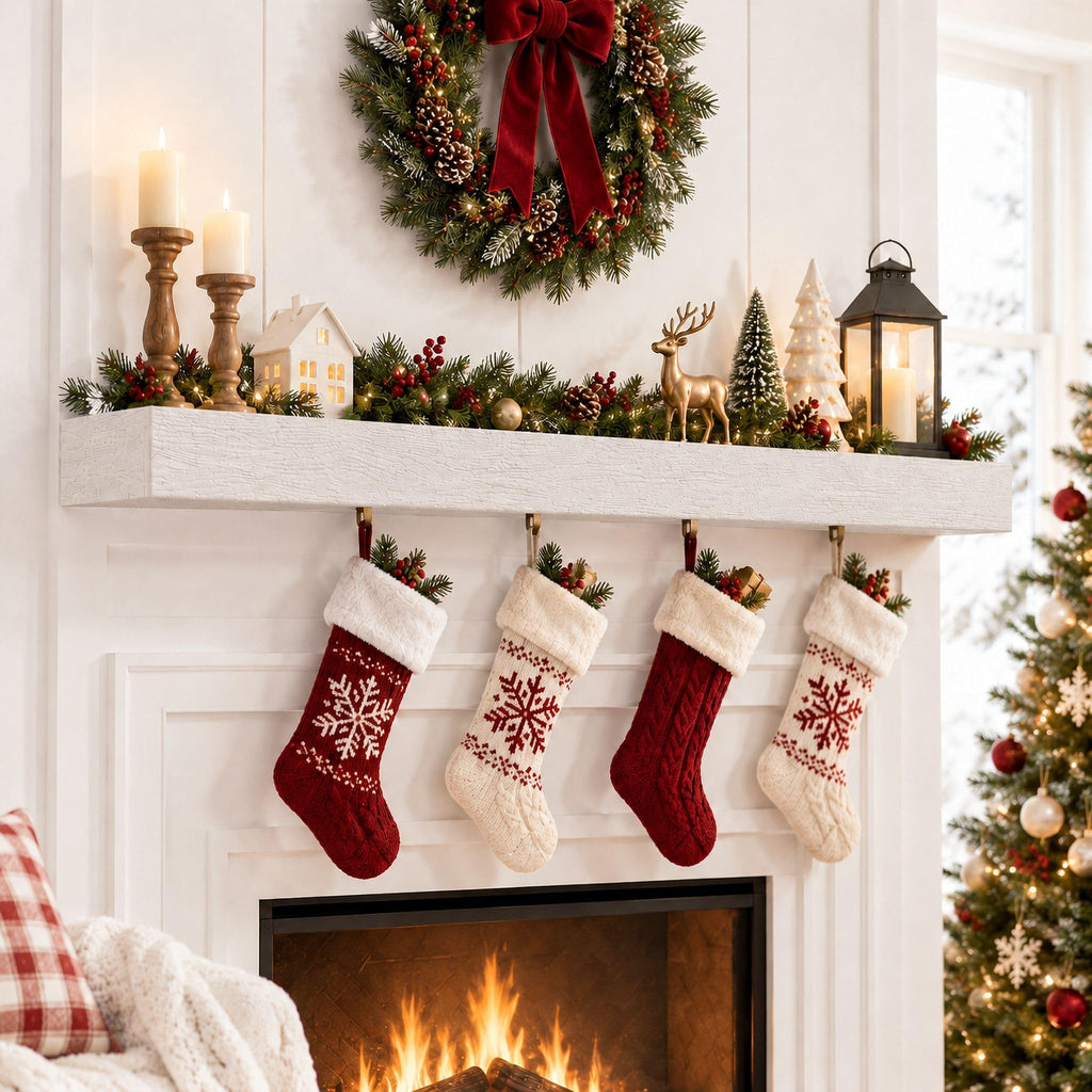 60 Inch Solid Wood Fireplace Mantel Shelf, Classic White