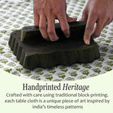 CPC Tablecloth 100% Cotton 60x90 Inch Indian Block Print Rectangle Table Cover, Washable Table Cloth