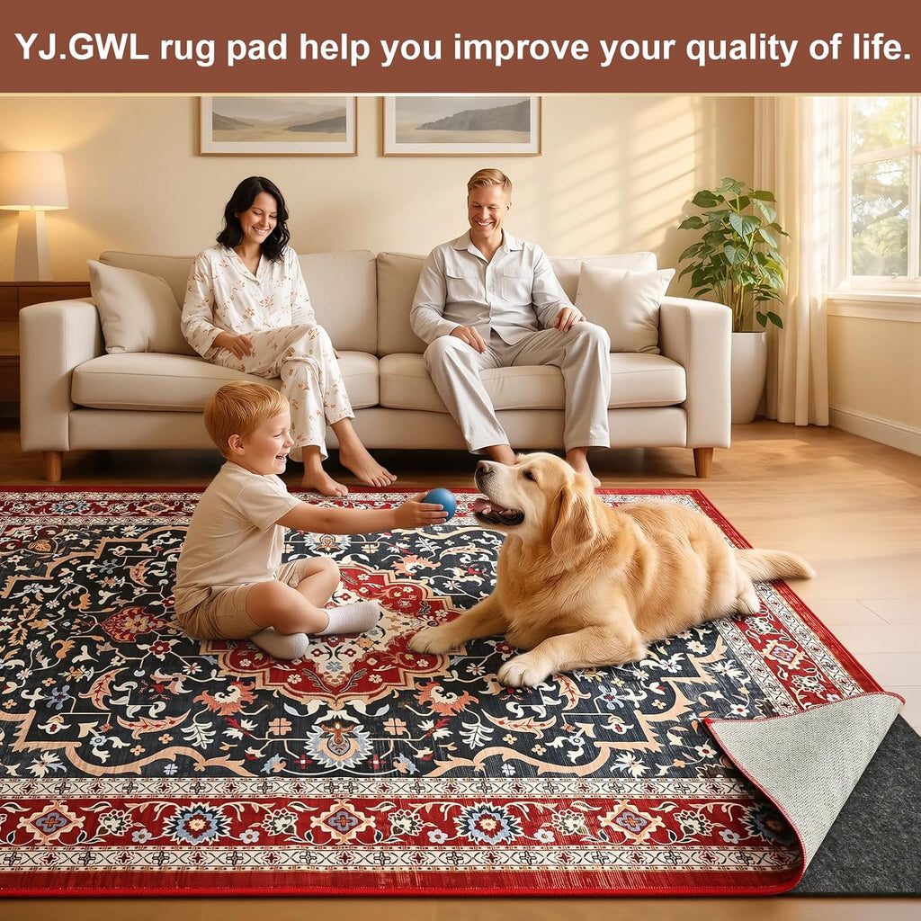 8x10 Feet Non Slip Rug Pad 1/4 inch Thick Felt and Silicone Backing, Dual Surface Cushion Rug Gripper for Hardwood