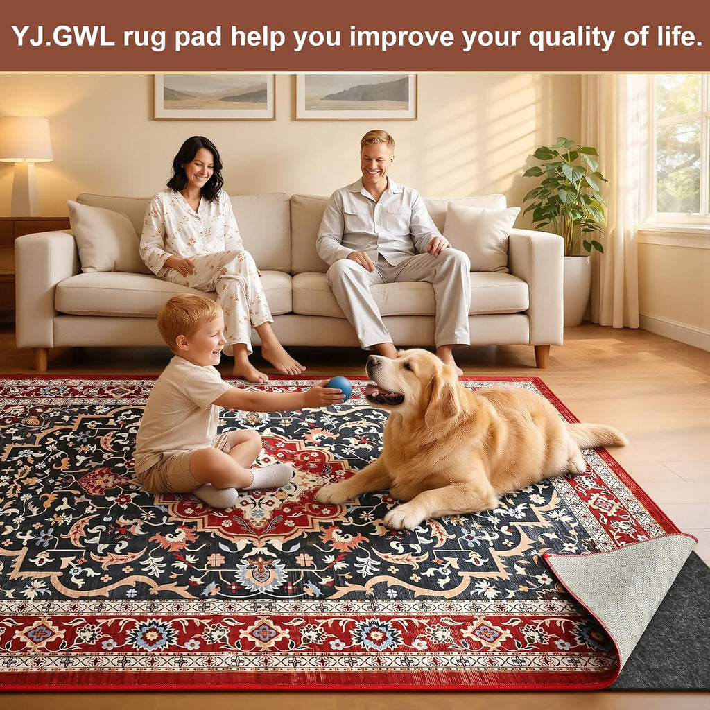9x12 Feet Non Slip Rug Pad 1/4 inch Thick Felt and Silicone Backing, Dual Surface Cushion Rug Gripper for Hardwood - Set of 108