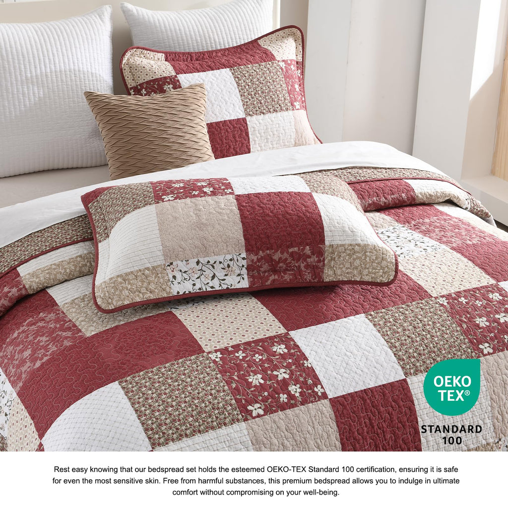 Oversized Queen Bedspread - 102W x120L Extra Wide 100% Cotton Quilt
