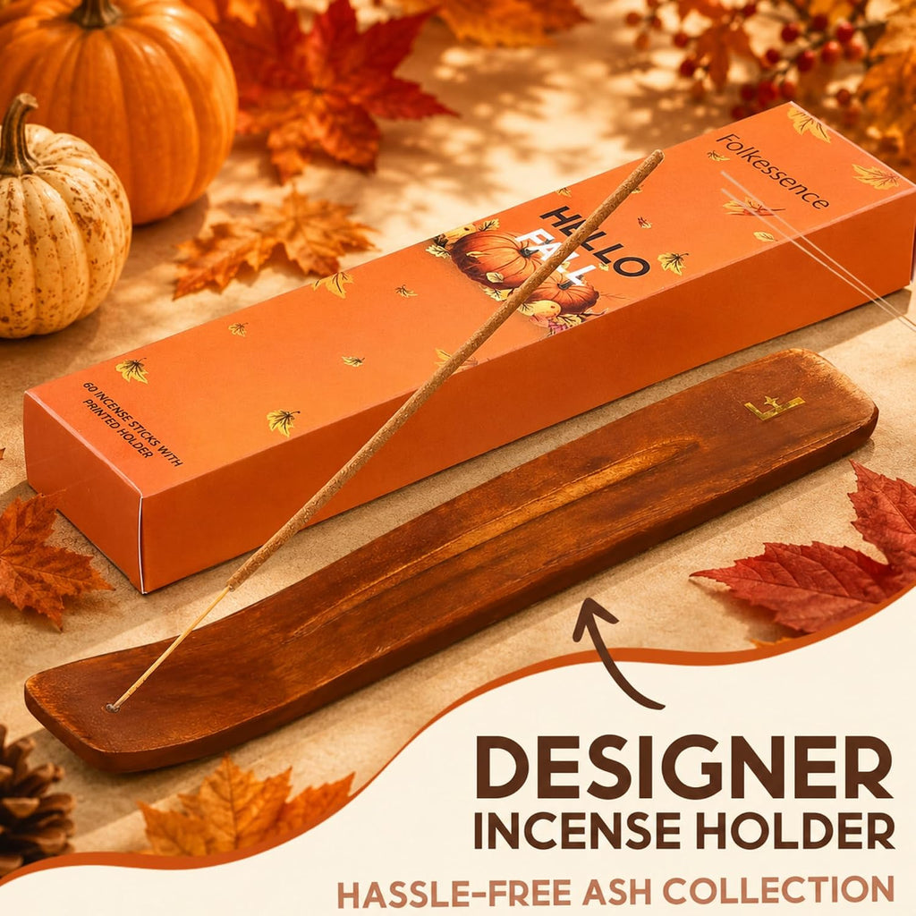 Premium Fall Incense Sticks with Holder, Pumpkin Latte - Set of 3