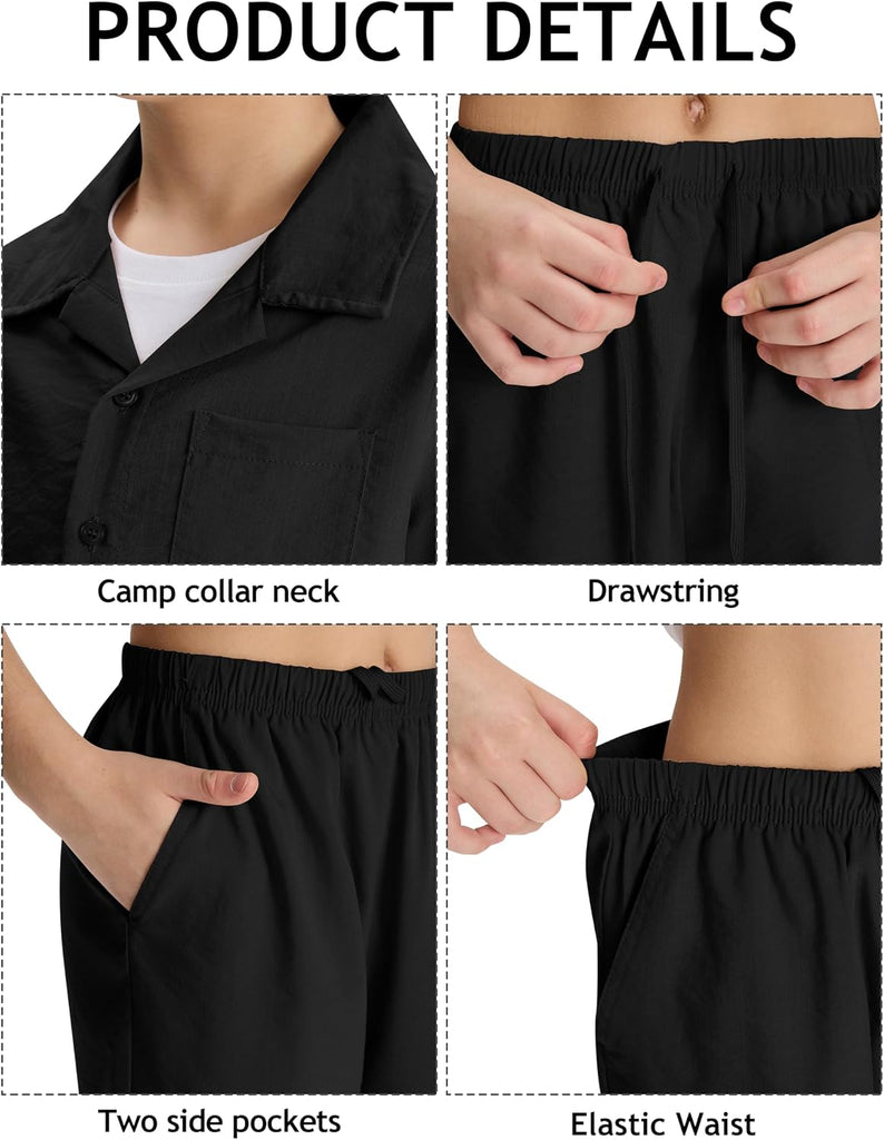 Boys Short 2 Pieces Set Beach Vacation Outfits Texture Set Kids