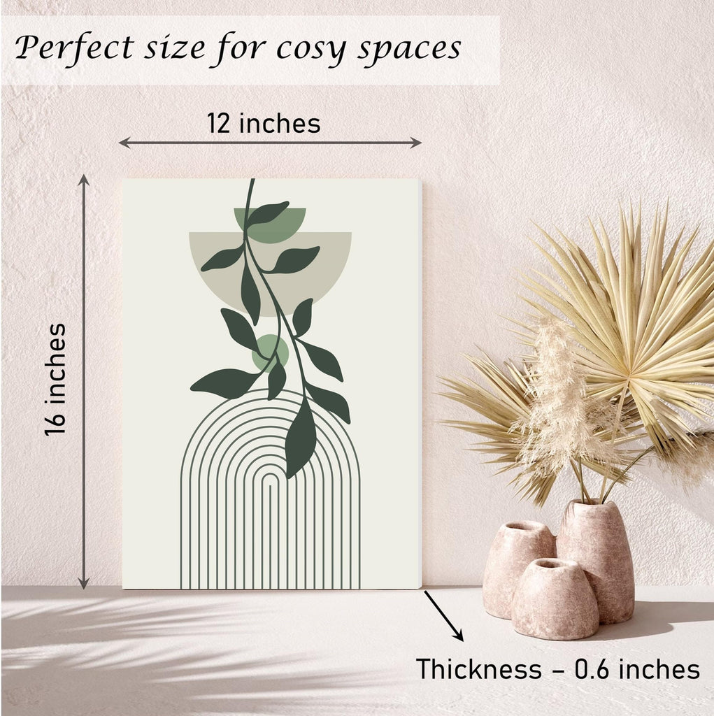 Large Framed Boho Canvas Wall Art Set of 3, Mid Century Modern room Decor, Minimalist Geometric Abstract Boho
