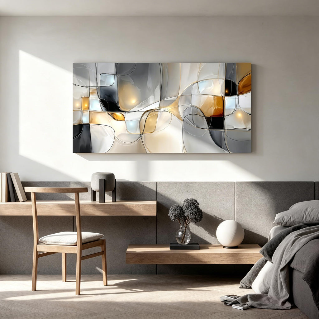 Geometric Abstract Wall Art Decor Modern Gray White Wall Art Prints Canvas Wall Art Decor Office Bathroom Kitchen
