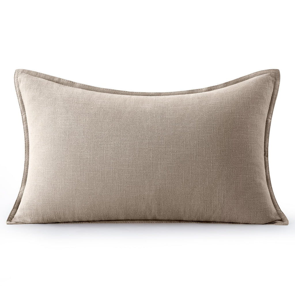 Decorative Linen Lumbar Pillow Cover 12x20 Inch Natural Linen