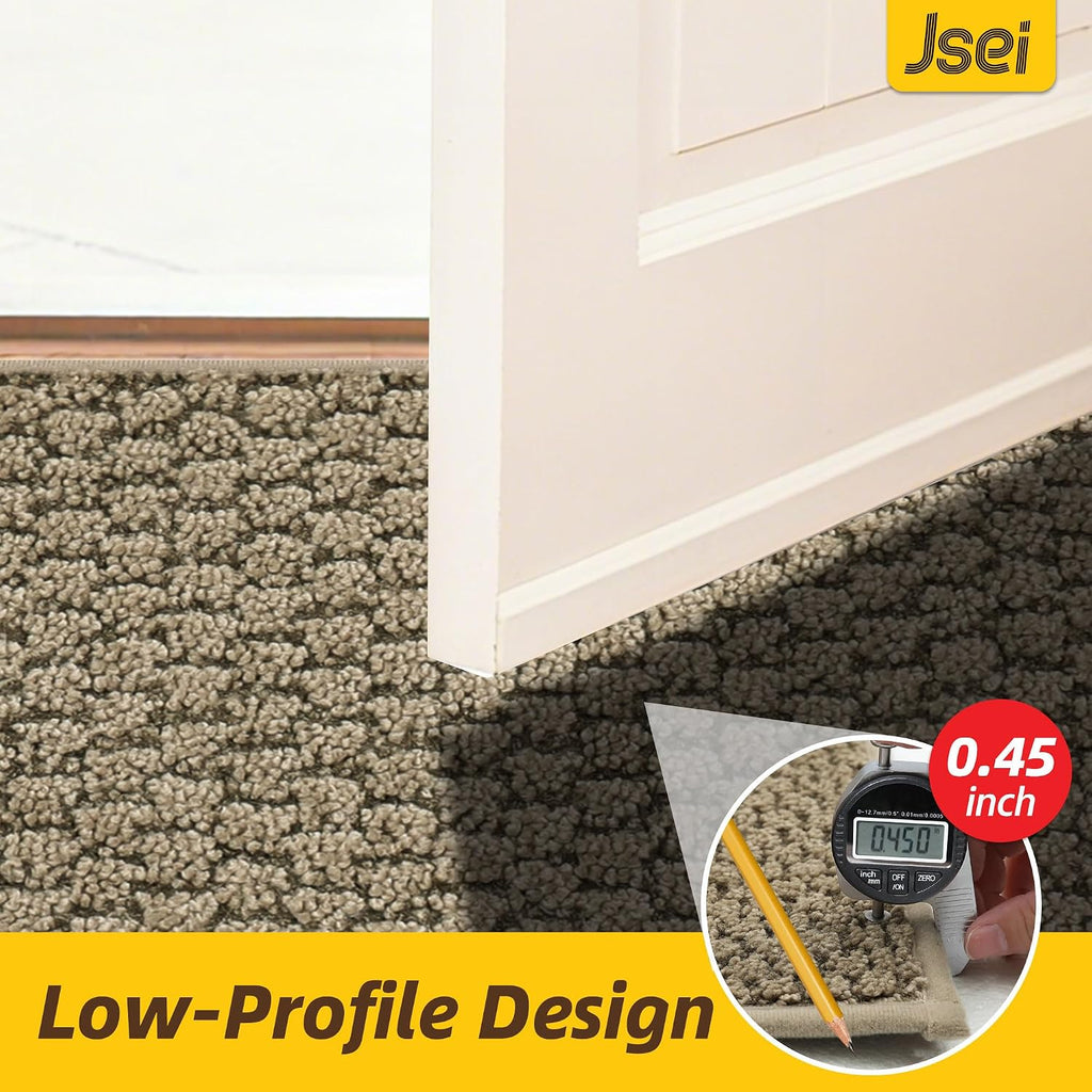 Door Mat for Entrance, TPR Non-Slip Backing, 24" x 36", Beige | Washable Low Profile Doormat for Front Door & Back