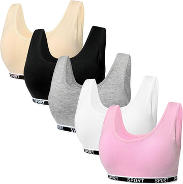 Girls Sports Bras Cotton Training Underwear with Removable Pads Teenage Crop Vest