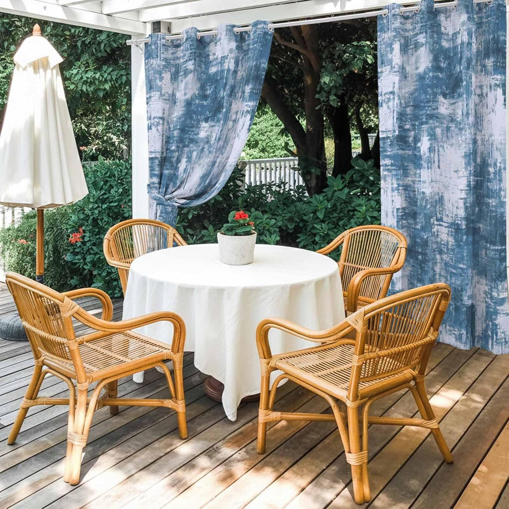 Vintage Outdoor Curtains with Weighted Bottom 2 Panel Waterproof & Windproof Patio Drapes with Tiebacks, Watercolor