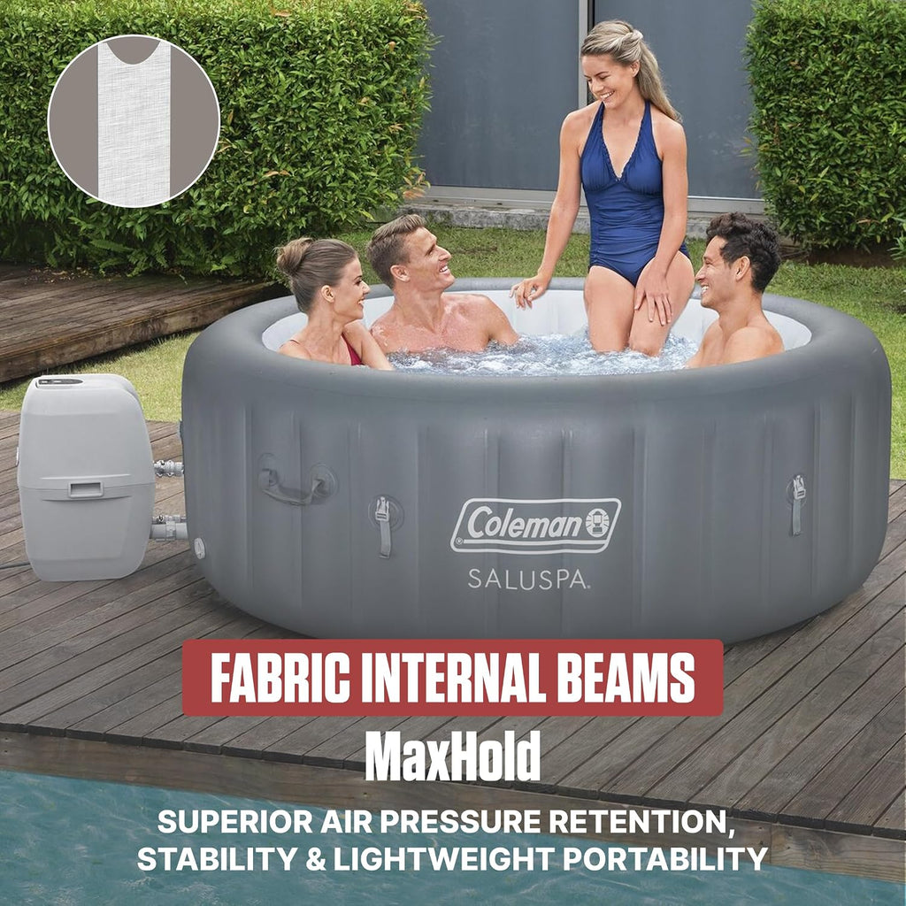SaluSpa 4-6 Person AirJet Inflatable Hot Tub w/EnergySense Cover, 77"x28" Bundled w/SaluSpa Drink Holder, Spa Side