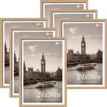24x36 Poster Frame Set of 6, Elegant Oak Wood Picture Frame
