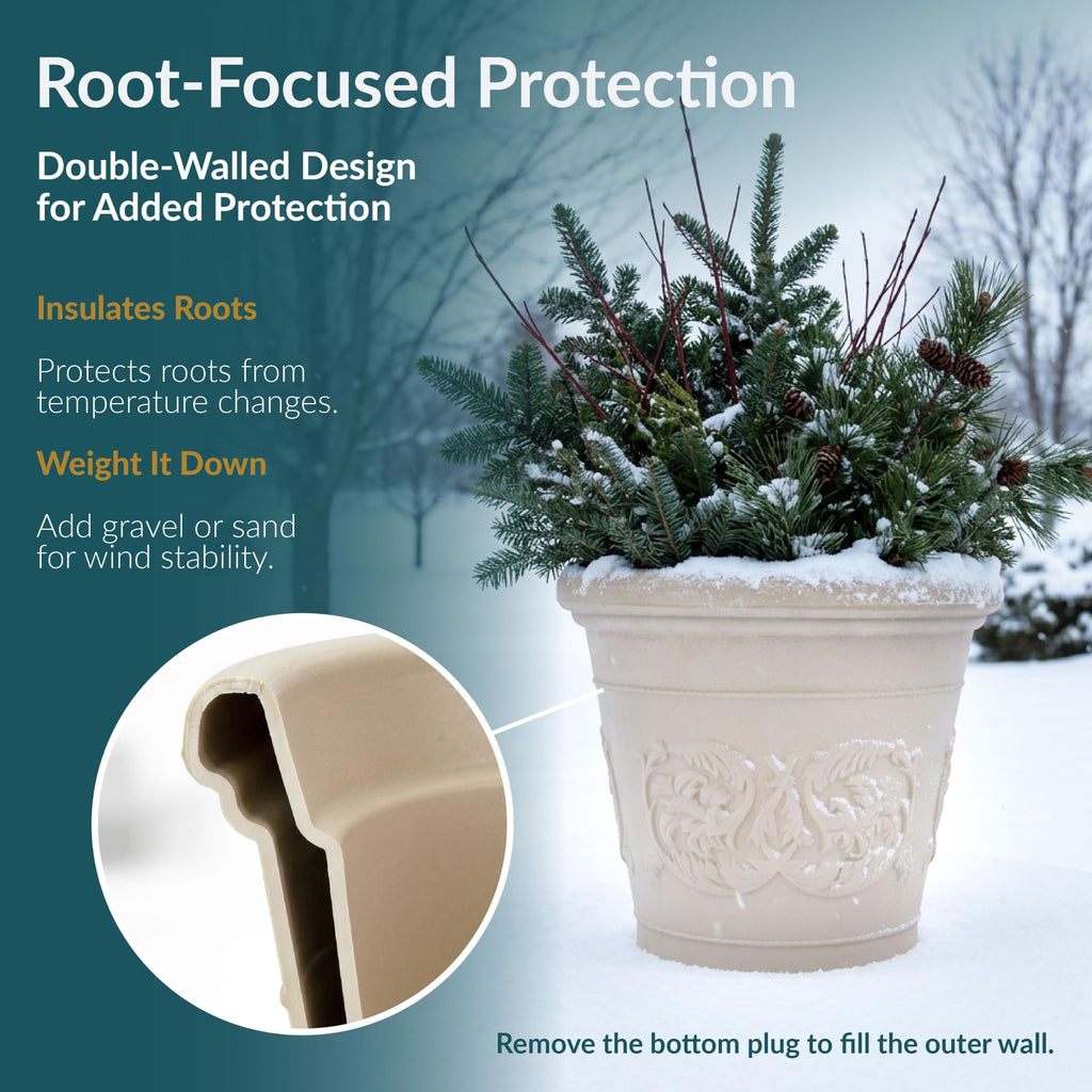 Arabella 16'' Plastic Planter Pot for Plants, Antique White
