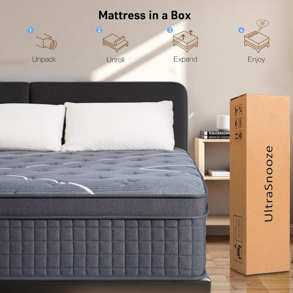 King Size Mattress, 12 Inch King Mattress in a Box,Hotel-Level Luxury Hybrid Cooling Gel Memory Foam Upgraded Pocket