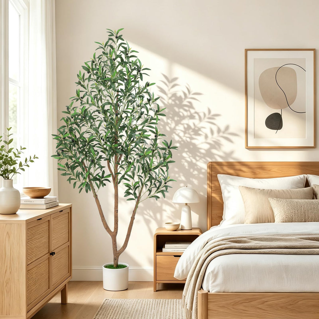 6 Ft Olive Trees Artificial Indoor with Planter, Realistic Tall Olive Tree