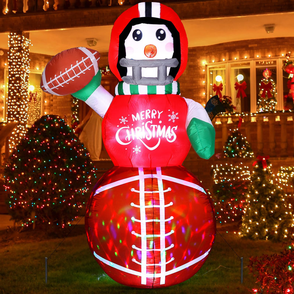 6.5 ft Christmas Inflatables Snowman, Football Snowman