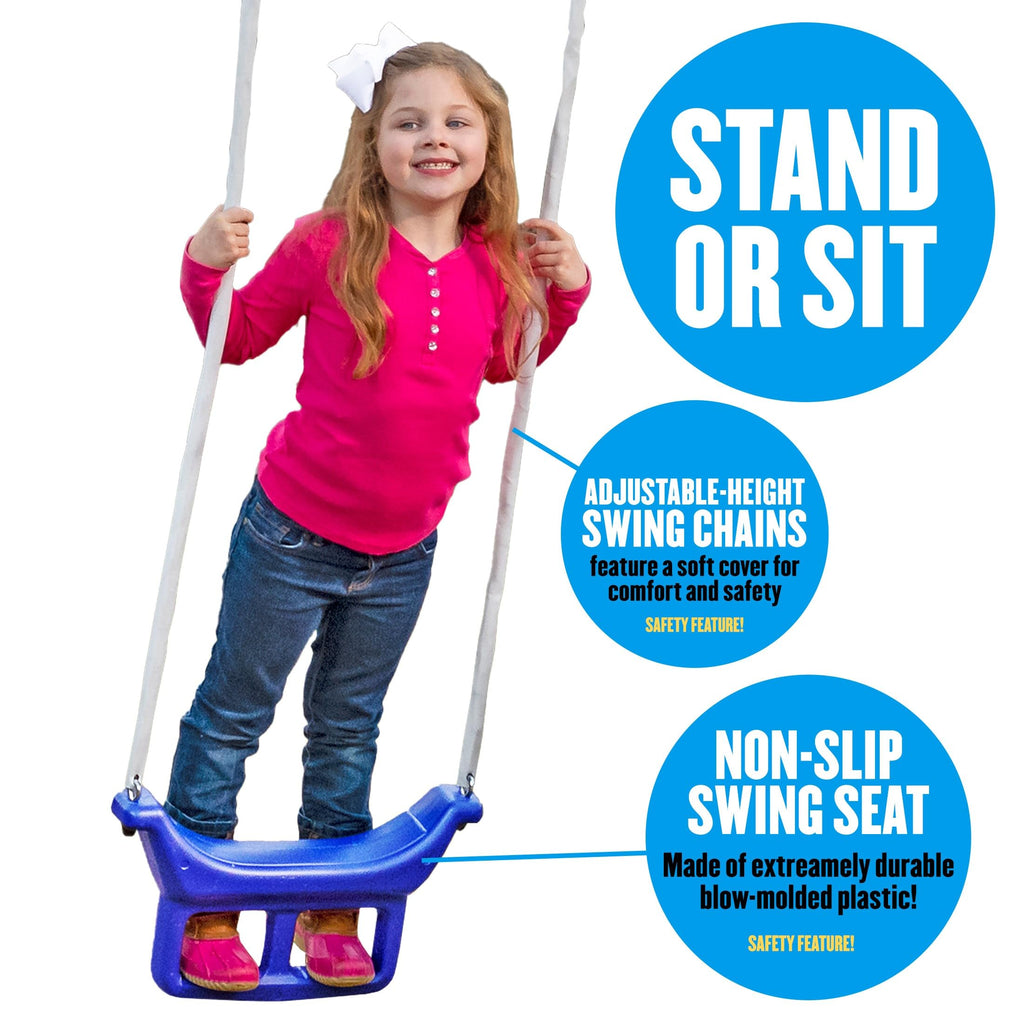 Fun Forever - 8 User Metal Swing Set for Backyard with Slide, 800lbs. Max
