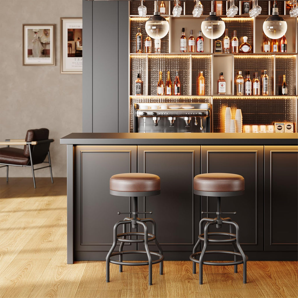 22-29 Inch Adjustable Height Industrial Swivel Bar Stool