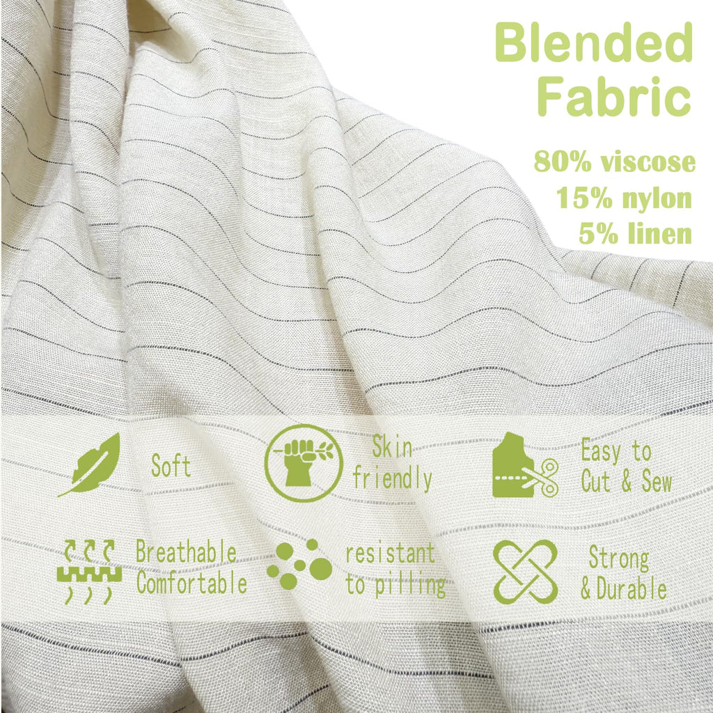 57" Soft Viscose Nylon Linen Fabric by The Yard - Natural Slub Fabric for Clothing, 155 GSM - Ideas for Spring Summer