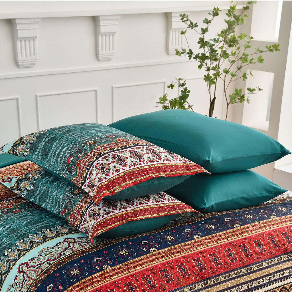 Boho Queen Comforter Set, 8 Pieces Striped Bed in a Bag