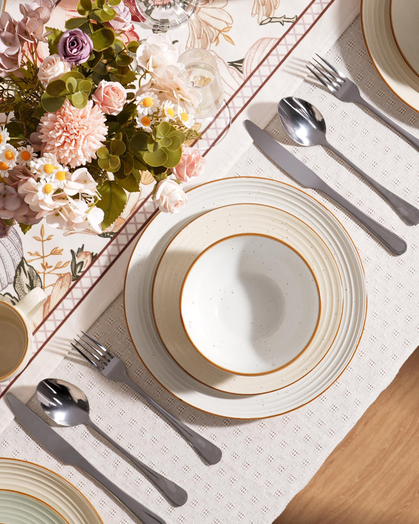 Jupiter Dinnerware Sets, Stoneware Dishes for 8, Plates and Bowls