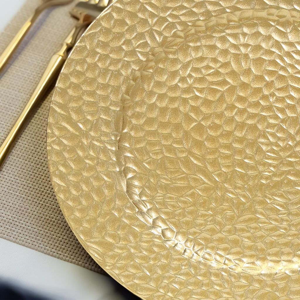 13" Gold Charger Plates, Bubble Charger for Dinner Plates - Set of 12