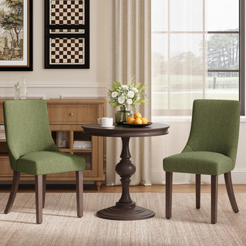 Wooden Dining Chairs Set of 2, Upholstered Kitchen & Dining Room Chairs with Solid Wood Legs Curved Backrest