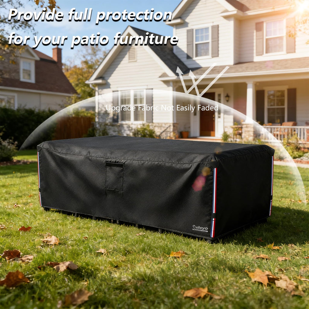 Patio Furniture Covers Waterproof, 600D Heavy Duty Patio Cover for 6/7/8 PCS Sets Sectional Sofa Couch Dining Rocking
