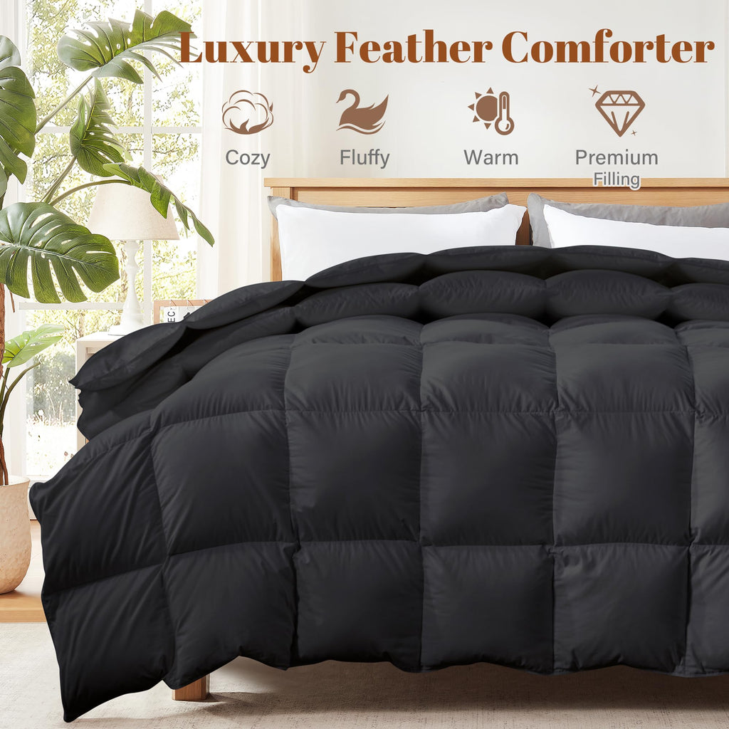 Feather and Down Fiber Comforter Insert, 100% Cotton Cover