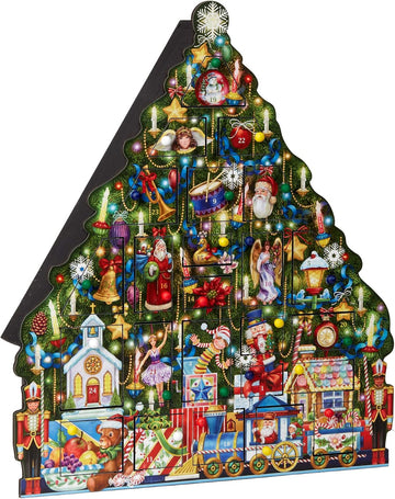 Christmas Tree Wooden Advent Calendar - Countdown to Christmas - Use Year After Year - Family Heirloom - 17" x 19 1/2"