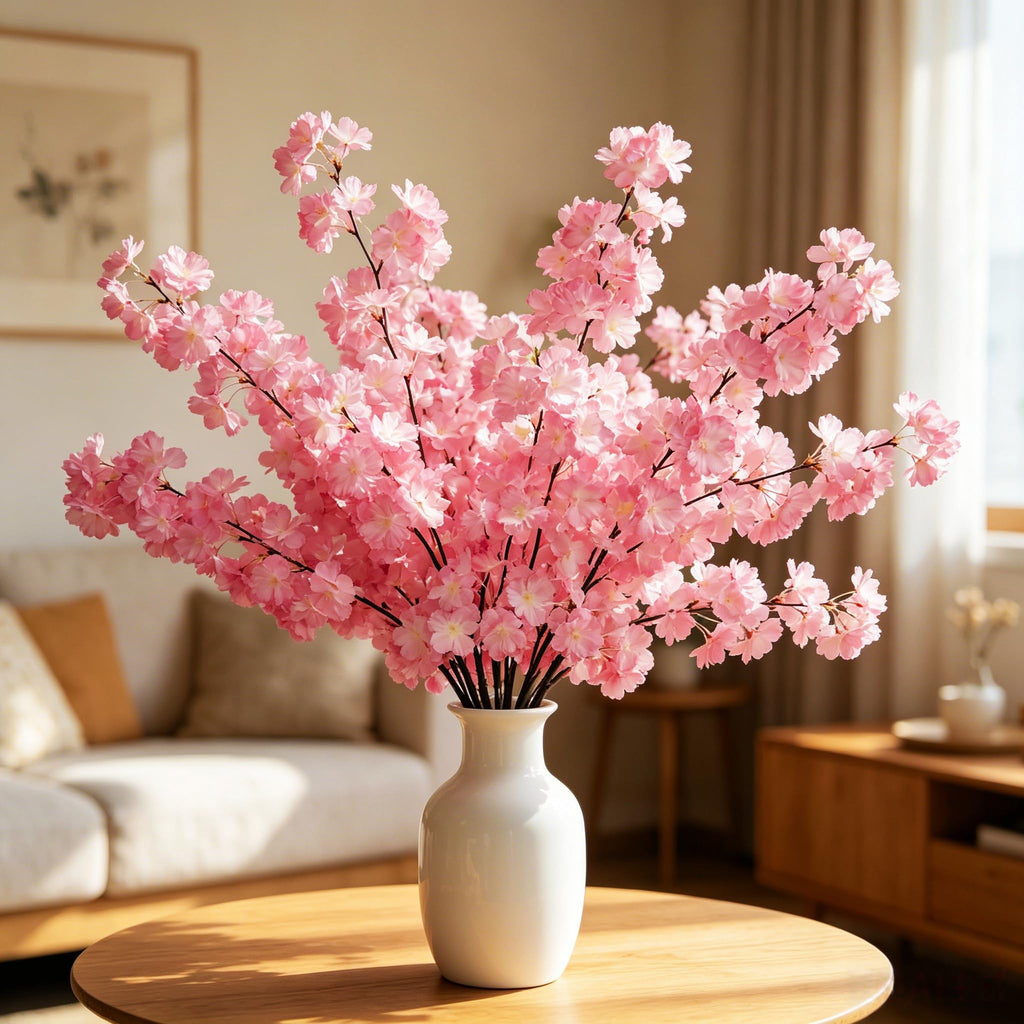 Cherry Blossom Branches 50 Pcs - 39.3" Artificial Flowers for Weddings
