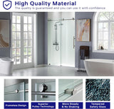 44-48"Wx76"H Frameless Shower Door, 3/8(10mm)Clear Tempered Glass with Explosion-Proof Film
