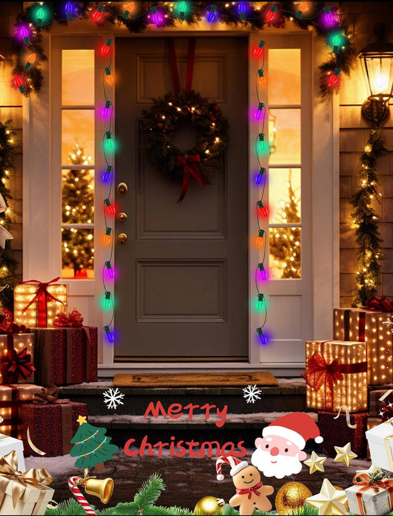C7 Christmas String Lights 25Ft LED Outdoor Christmas Lights with 27 Clear Multicolor LED Bulbs(2 Spare), Vintage