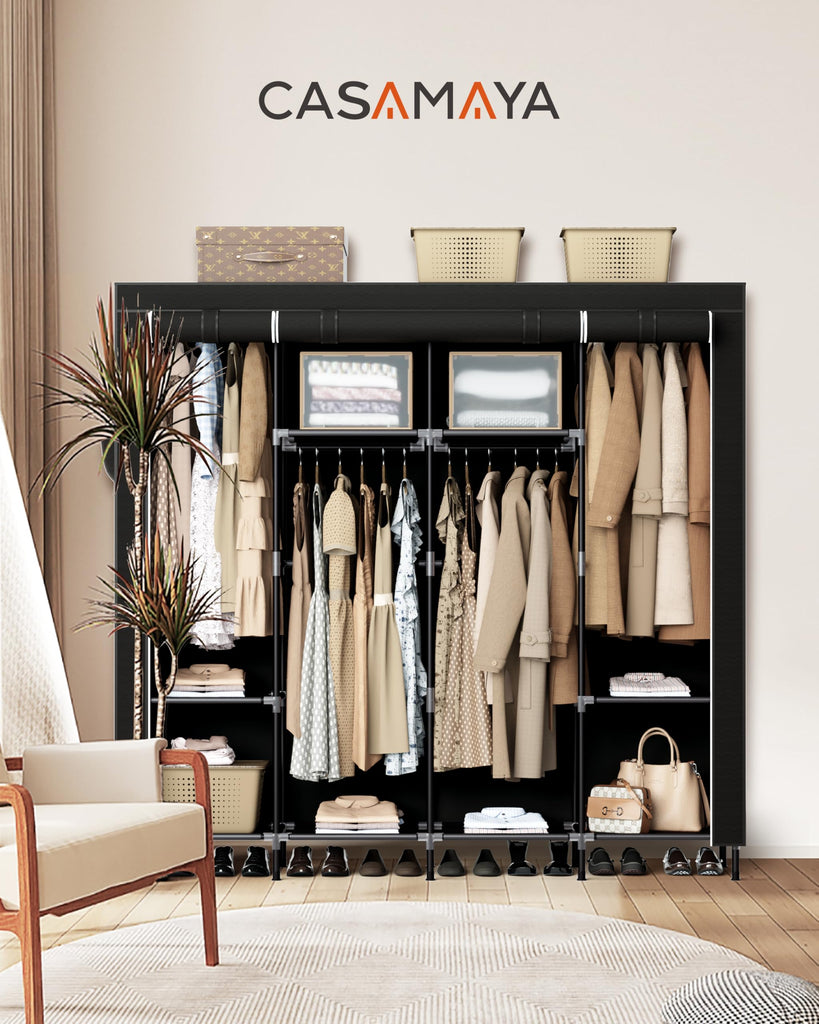 Portable Closet, 66.9 Inch Large Capacity Wardrobe Closet with Cover, Clothes Storage Organizer with Shelves and 4