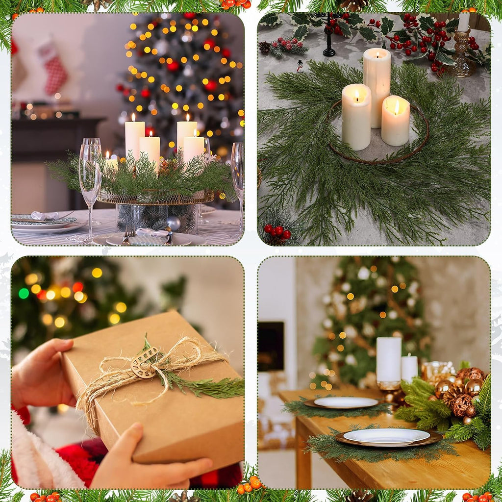 Christmas Pine Needles Placemats Set of 6 Artificial Wreath Charger