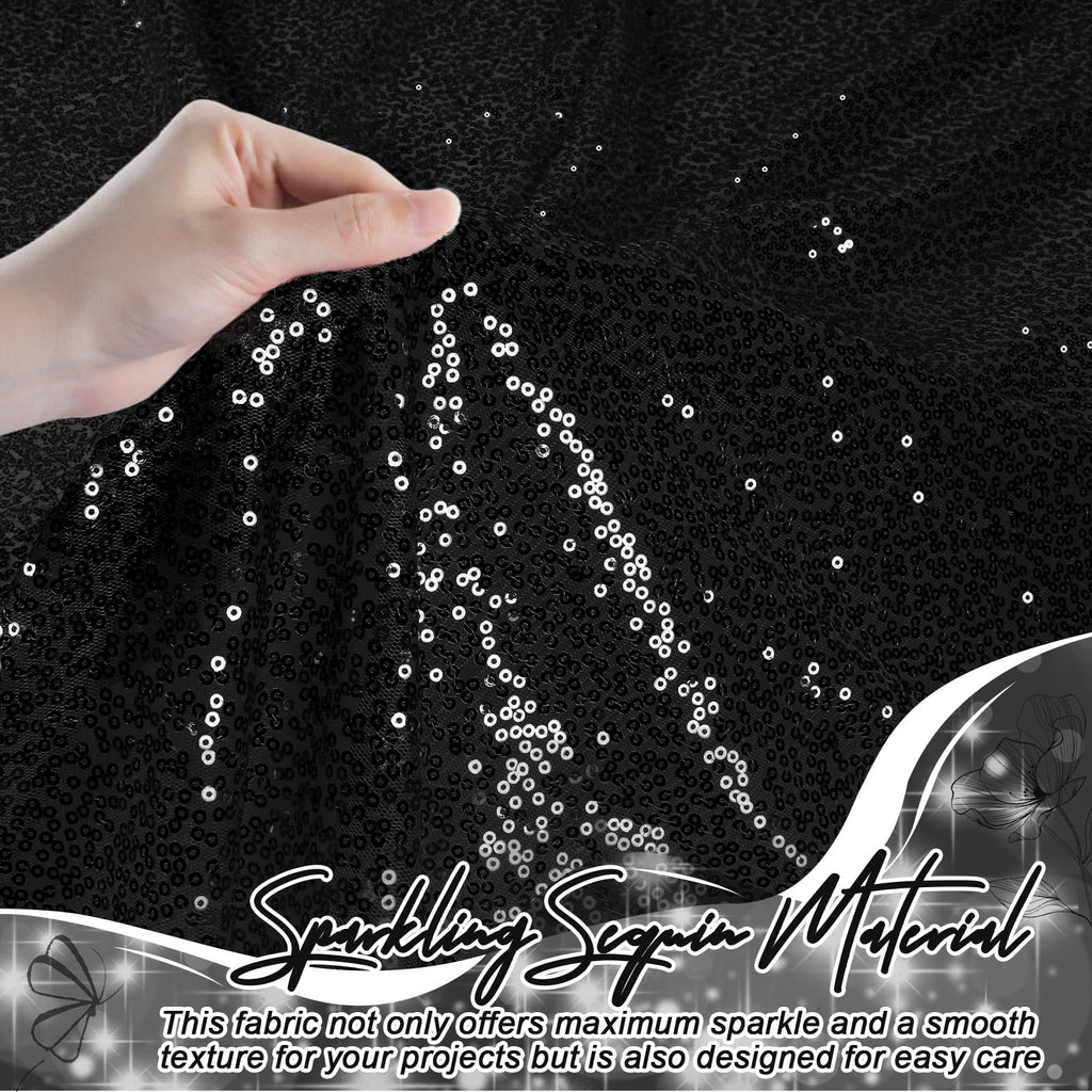 Black Sequin Fabric by The Yard, 1 Yard, 48 Inch Wide